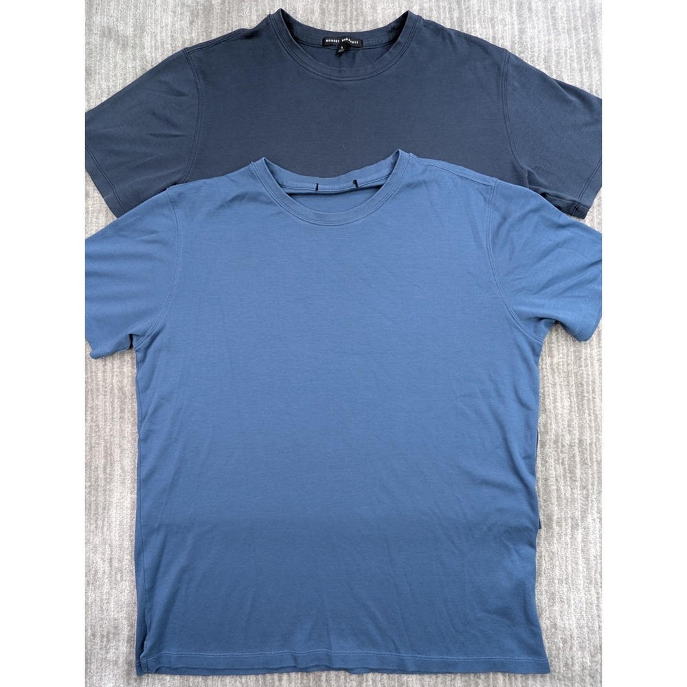 Lot of 2 Robert Barakett Mens 100% Pima Cotton Short Sleeve T Shirts Blue Size M